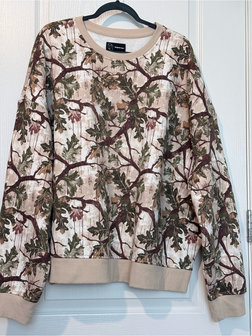 Original Use XXL Women's Beige Oak Leaf Print Sweatshirt
